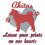 Akitas Leave Paw Prints Embroidered Shirt (LS) embroidered shirts