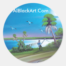 Al Black Art Round Sticker