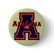 Alabama 'A' Blue and Orange Button
