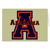 Alabama 'A' Blue and Orange Greeting Cards