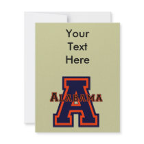 Alabama 'A' Blue and Orange Personalized Invite