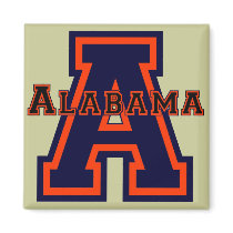 Alabama 'A' Blue and Orange Refrigerator Magnets
