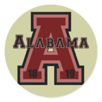 Alabama 'A' Red Round Sticker