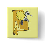 Alabama AL Map & Yellowhammer Woodpecker Cartoon