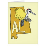 Alabama AL Map & Yellowhammer Woodpecker Cartoon