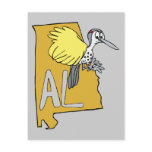 Alabama AL Map & Yellowhammer Woodpecker Cartoon