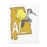 Alabama AL Map & Yellowhammer Woodpecker Cartoon