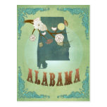 Alabama State Map – Green Postcard