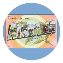 Alabama - Vintage Alabama Travel Round Sticker