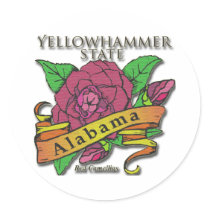 Alabama Yellowhammer State Camellias Round Stickers