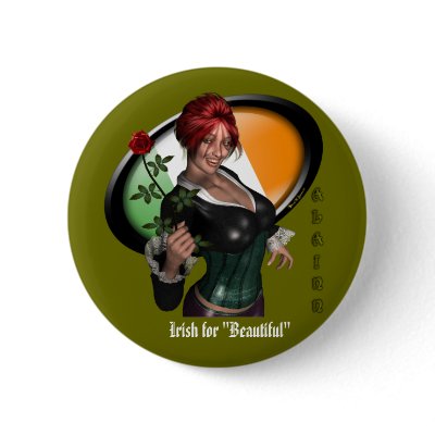 "Alainn" Sexy Irish Pinup Girl lucky Green Buttons by sexyshirts2