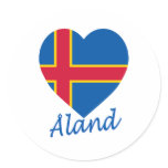 Aland Islands Flag Heart Stickers