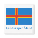 Aland Islands Flag with Name in Swedish