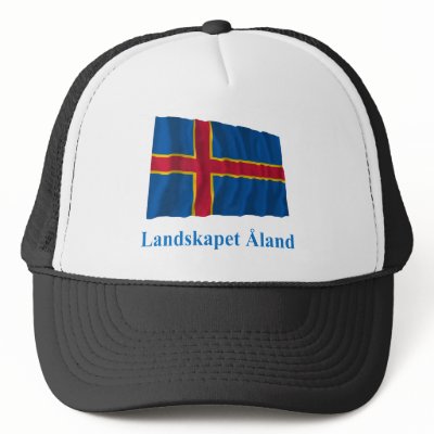Aland Islands Waving Flag with Name in Swedish by Vexillophile