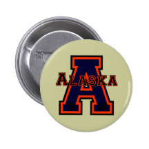 Alaska 'A' Orange Pinback Button