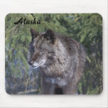 Alaska Black Wolf Mousepad