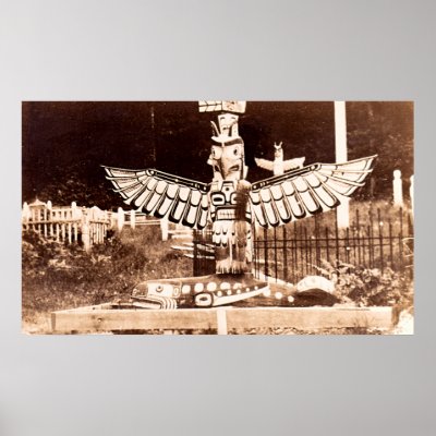 Alaska Grave Totems, circa 1940 Poster by sepiatown