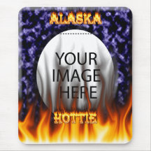 Alaska Hottie fire and flames Blue marble. Mouse Mat