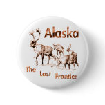 Alaska Last Frontier Moose Elk Pinback Buttons