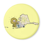 Alaska State AK Map with Native American Eskimo Fridge Magnet