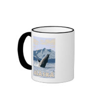 AlaskaHumpback Whale Vintage Travel Poster Coffee Mugs