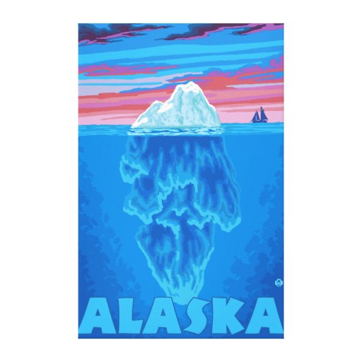 AlaskaIceberg Vintage Travel Poster Gallery Wrap Canvas