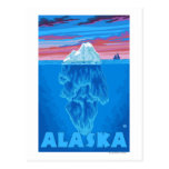 AlaskaIceberg Vintage Travel Poster Post Card