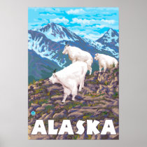 AlaskaMountain Goats Vintage Travel Poster