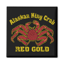 ALASKAN KING CRAB RED GOLD REFRIGERATOR MAGNET