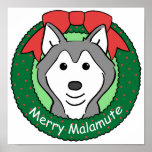Alaskan Malamute Christmas Print