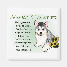Alaskan Malamute Gifts Refrigerator Magnets
