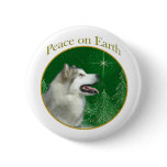 Alaskan Malamute Peace Pinback Buttons