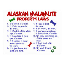 ALASKAN MALAMUTE Property Laws 2 Post Cards