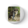 Alaskan Malamute with Cattle Dog pup Pinback Button