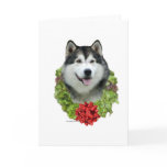 Alaskan Malamute Wreath Greeting Cards