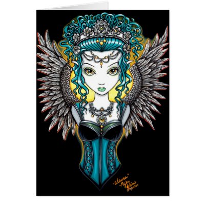"Alaura" Gothic Guardian Angel Card by mykajelina