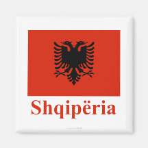 Albania Flag with Name in Albanian Refrigerator Magnet