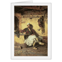 Albanian Sentinel Resting (Arnaueti) (oil on canva Card