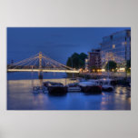 Albert Bridge and Thames River at night posters