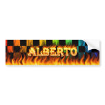 Alberto real fire and flames bumper sticker design bumper stickers