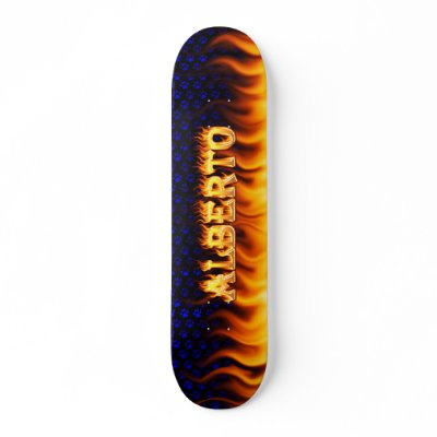 Alberto skateboard fire and flames design. by skatersollie
