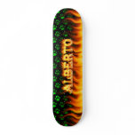 Alberto skateboard fire and flames design.