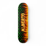 Alberto skateboard fire and flames design.