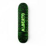 Alberto skateboard green fire and flames design