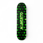 Alberto skateboard green fire and flames design