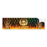Alberto skull blue fire and flames bumper sticker bumper stickers