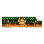 Alberto skull blue fire and flames bumper sticker