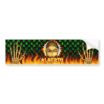 Alberto skull blue fire and flames bumper sticker