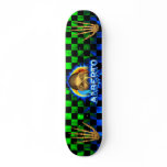 Alberto skull blue fire and flames skateboard desi