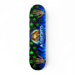 Alberto skull blue fire and flames skateboard desi